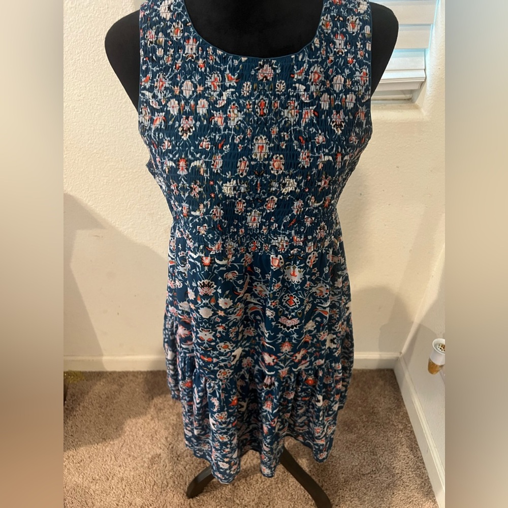 Princess Vera Wang Blue Floral Smocked Tiered Babydoll Dress